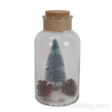 GLASS CHRISTMAS DECORATION WISHING BOTTLE